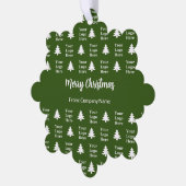Merry Christmas Tree Green White Company Logo Ornament Kaart (Links)
