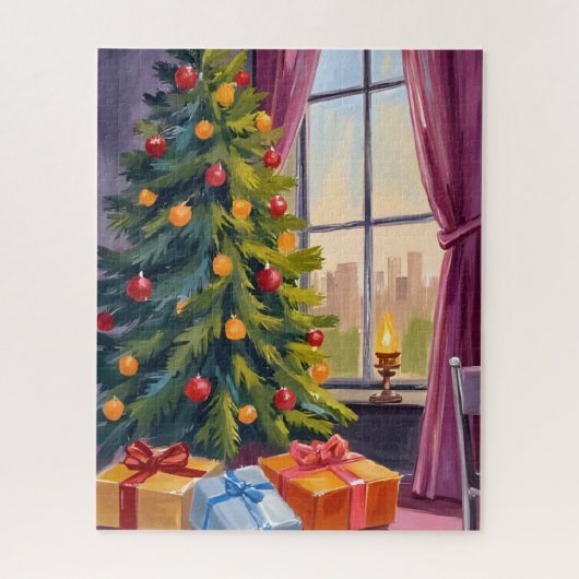 Merry Christmas Tree Holiday Painting Legpuzzel (Verticaal)
