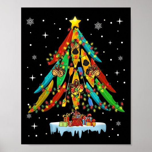Merry Christmas Tree Kayak Kayaking - Uni-adults, Poster (Voorkant)