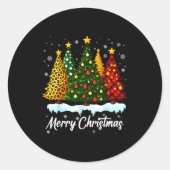 Merry Christmas Tree Leopard Plaid Pajamas Xmas Wo Ronde Sticker (Voorkant)