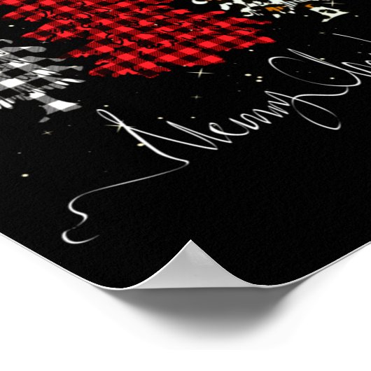 Merry Christmas Tree Leopard Plaid Printed  Poster (Hoek)