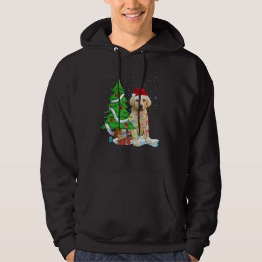 Merry Christmas Tree Light Santa Hat Dog Labrador Hoodie (Voorkant)