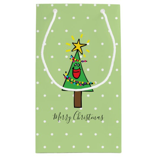 Merry Christmas Tree Lights Ornamenten Gold Star Klein Cadeauzakje (Achterkant)