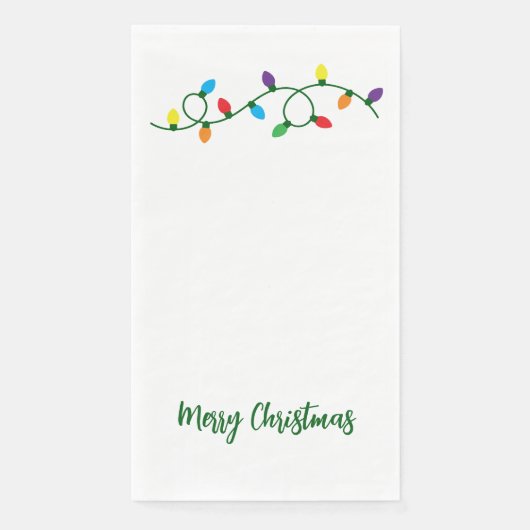 Merry Christmas Tree Lights Paper Guest Towels Servet (Voorkant)