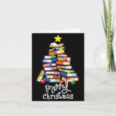 Merry Christmas Tree Love Reading Books Librarian  Kaart (Voorkant)