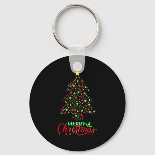 Merry Christmas Tree Matching Family Santa Holiday Sleutelhanger (Voorkant)