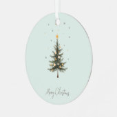 Merry Christmas Tree Metal Circle Ornament (Voorkant links)