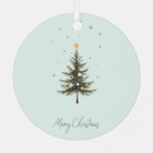 Merry Christmas Tree Metal Circle Ornament (Achterkant)