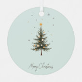 Merry Christmas Tree Metal Circle Ornament (Voorkant)