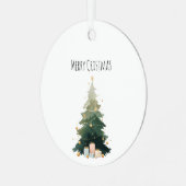 Merry Christmas Tree Metal Circle Ornament (Voorkant links)
