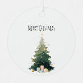 Merry Christmas Tree Metal Circle Ornament (Voorkant)
