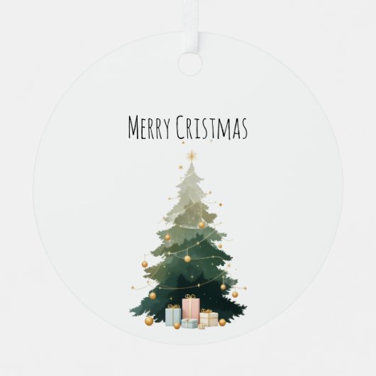 Merry Christmas Tree Metal Circle Ornament (Voorkant)