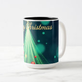 Merry Christmas Tree Mug – Festive Holiday Coffee  Tweekleurige Koffiemok (Voorkant rechts)