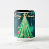 Merry Christmas Tree Mug – Festive Holiday Coffee  Tweekleurige Koffiemok (Center)