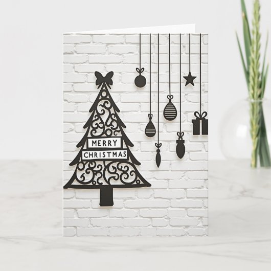 Merry Christmas Tree Ornaments Card Kaart (Voorkant)