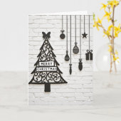 Merry Christmas Tree Ornaments Card Kaart (Gele Bloem)