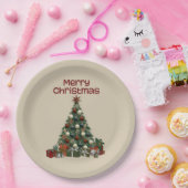 Merry Christmas Tree Paper Plate Papieren Bordje (Feest)