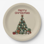 Merry Christmas Tree Paper Plate Papieren Bordje (Voorkant)