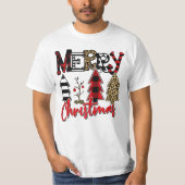 Merry Christmas Tree Patchwork T-shirt (Voorkant)
