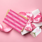 Merry Christmas Tree Pink Bow Holiday Gift Label Cadeaulabel