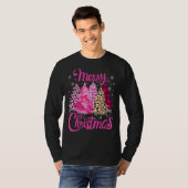 Merry Christmas Tree Pink  Xmas Leopard Matching F T-shirt (Voorkant volledig)