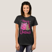 Merry Christmas Tree Pink  Xmas Leopard Matching F T-shirt (Voorkant volledig)