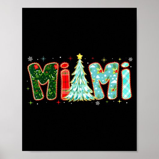 Merry Christmas Tree Plaid Mimi Aesthetic Mom Mama Poster (Voorkant)