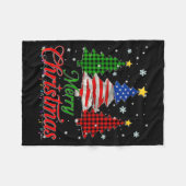 Merry Christmas Tree Plaid Us Flag Snowflake Xmas  Fleece Deken (Voorkant (Horizontaal))