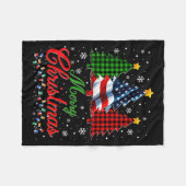 Merry Christmas Tree Plaid Us Flag Snowflake Xmas  Fleece Deken (Voorkant (Horizontaal))