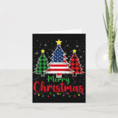 Merry Christmas Tree Plaid Us Flag Snowflake Xmas  Kaart (Voorkant)