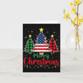 Merry Christmas Tree Plaid Us Flag Snowflake Xmas  Kaart (Gele Bloem)