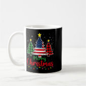 Merry Christmas Tree Plaid Us Flag Snowflake Xmas  Koffiemok (Links)