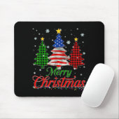 Merry Christmas Tree Plaid Us Flag Snowflake Xmas  Muismat (Met muis)