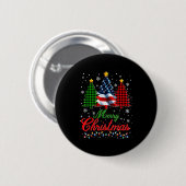 Merry Christmas Tree Plaid Us Flag Snowflake Xmas Ronde Button 5,7 Cm (Voorkant /achterkant)