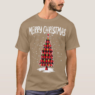 Merry Christmas Tree Red Buffalo Plaid Xmas Pajama T-shirt