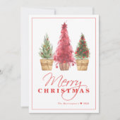 Merry Christmas Tree Red Holiday Card Feestdagenkaart (Voorkant)