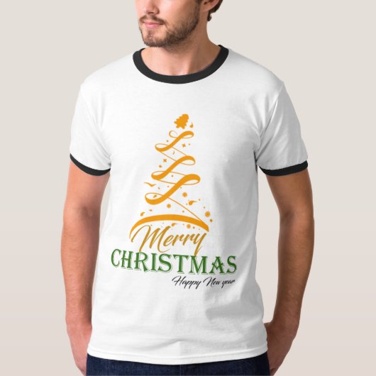 Merry Christmas Tree Ringer T-Shirt 🎄 | Freefit H (Voorkant)