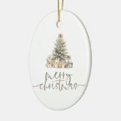 Merry Christmas Tree Sage Script Naam Gift Keramisch Ornament (Links)