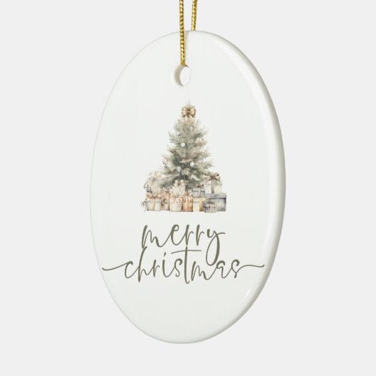 Merry Christmas Tree Sage Script Naam Gift Keramisch Ornament (Links)