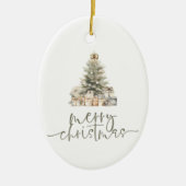 Merry Christmas Tree Sage Script Naam Gift Keramisch Ornament (Voorkant)