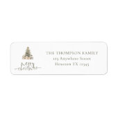 Merry Christmas Tree Sage Script Retouradres Etiket (Voorkant)