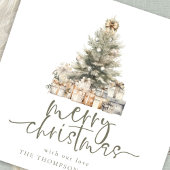 Merry Christmas Tree Script Square Feestdagenkaart