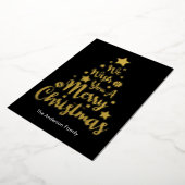 Merry Christmas Tree Shape Zwart Folie Feestdagenkaart (Gedraaid)