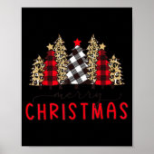 Merry Christmas Tree Shirts Funny Leopard Plaid Pr Poster (Voorkant)