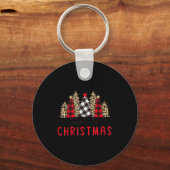 Merry Christmas Tree Shirts Funny Leopard Plaid Pr Sleutelhanger (Voorkant)
