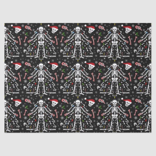 Merry Christmas Tree Skeleton Pattern Tissuepapier (Voorkant)
