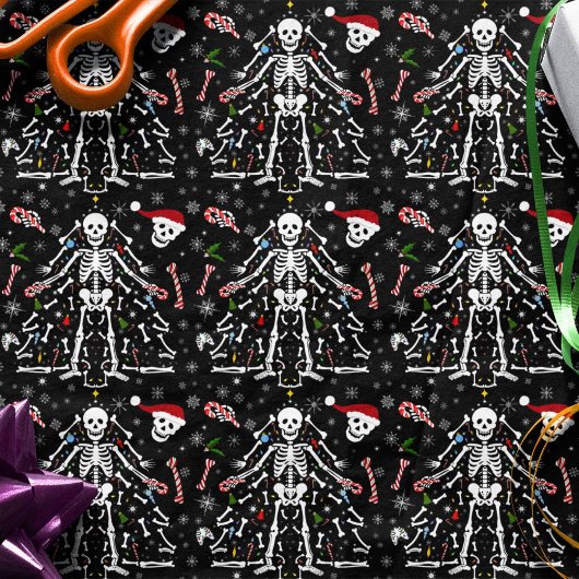 Merry Christmas Tree Skeleton Pattern Tissuepapier