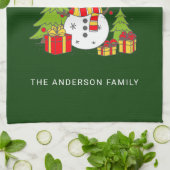 Merry Christmas  Tree Snowman Gepersonaliseerd Theedoek (Gevouwen)