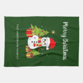 Merry Christmas  Tree Snowman Gepersonaliseerd Theedoek (Horizontaal)
