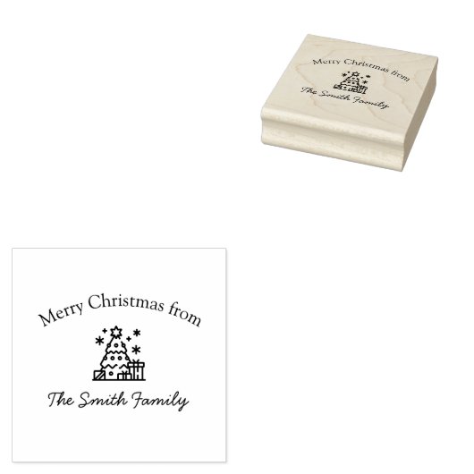 Merry Christmas Tree Stamp Rubberstempel (Gestempeld)